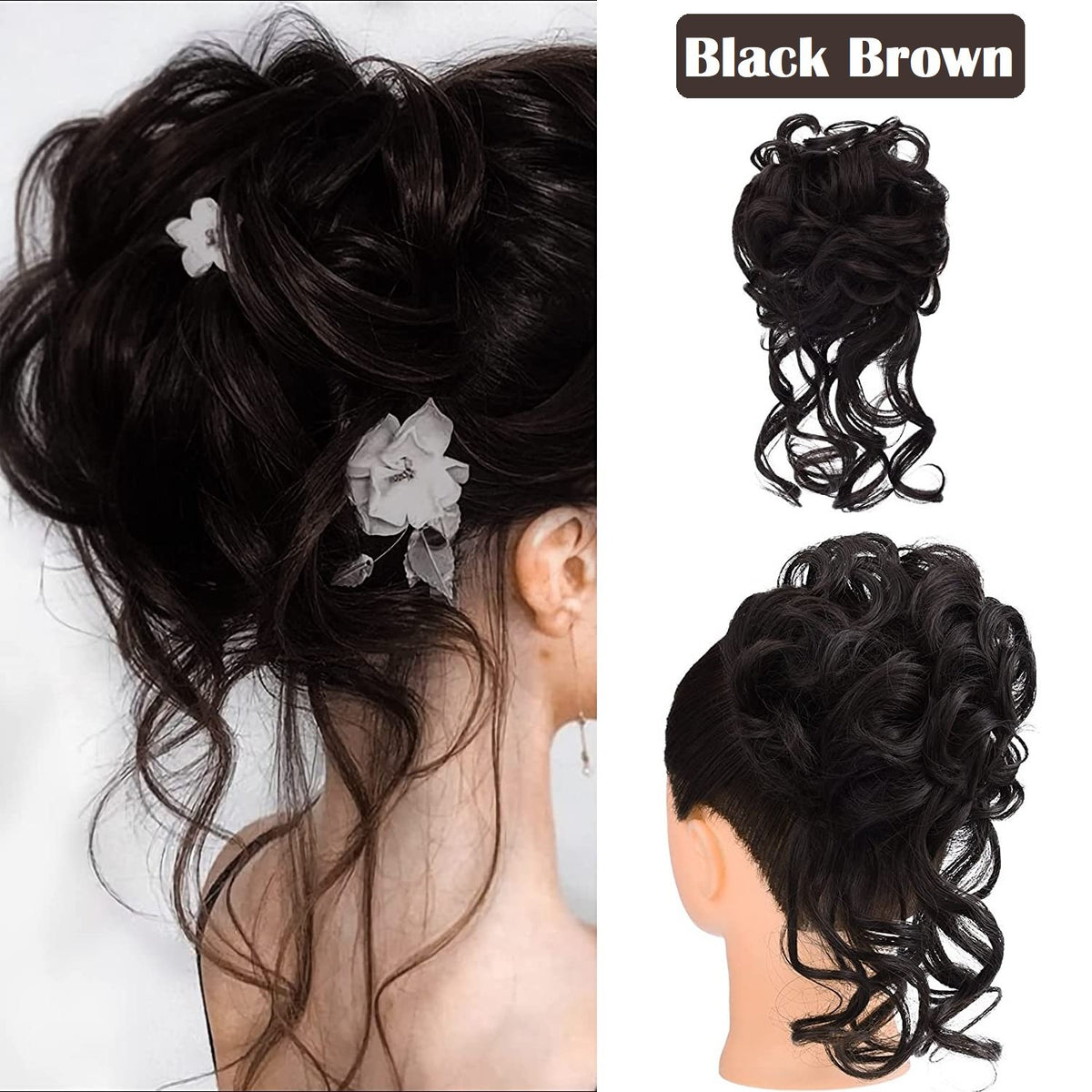 Thick Clip-On Messy Bun Hair Extension for Wedding & Updo Styles