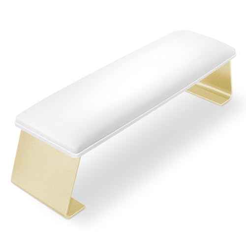 Erasable Arm Rest for Nails Tech, Luxury Nail Arm Rest White Manicure Hand Rest for Nails Tech with Non-Slip Aluminum Alloy Legs, Cleanable Technology Leather
