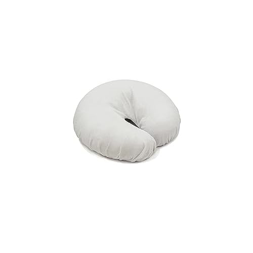 Acuforce Massage Face Rest Cradle Cover Patented Face Pillow Covers | 100% Cotton & Seamless | Crescent Cover Fits Massage Table & Chair Cushions (5 Pack, White)
