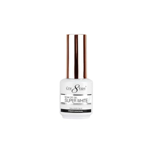 Beauty Cre8tion Soak Off Gel Nail Polish | Chip Resistant & Fast Drying - Super White, 0.5 fl oz