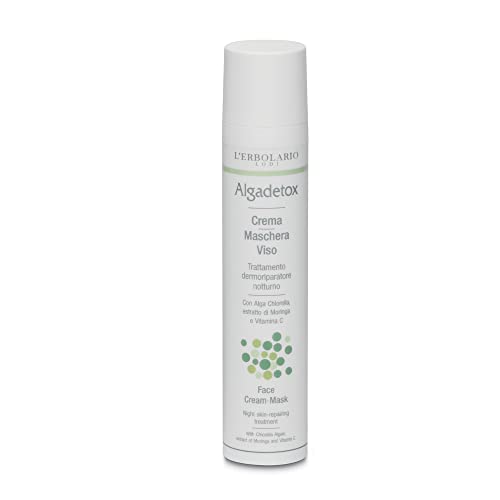 L'Erbolario Algadetox Face Cream Mask - 2-In-1 Skin Repairing Night Cream - Treatment With Vitamin C Extract - Helps Skin Regain Its Natural Splendour - Restores Skin's Natural Barrier - 1.6 Oz