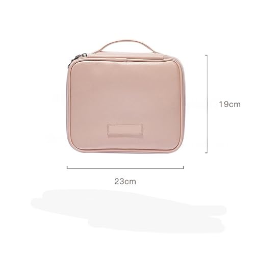 shemkdso Travel PU Leather Makeup Bag Large Capacity Cosmetic Bag for Women Waterproof Portable Pouch Open Flat Toiletry Bag