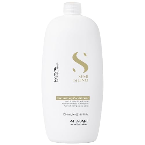 Alfaparf Milano Semi Di Lino Diamond Shine Illuminating Hair Conditioner - Sulfate Free - For Normal Hair - Safe on Color Treated Hair - Paraben and Paraffin Free - Professional Salon Quality, 6.76 Fl Oz