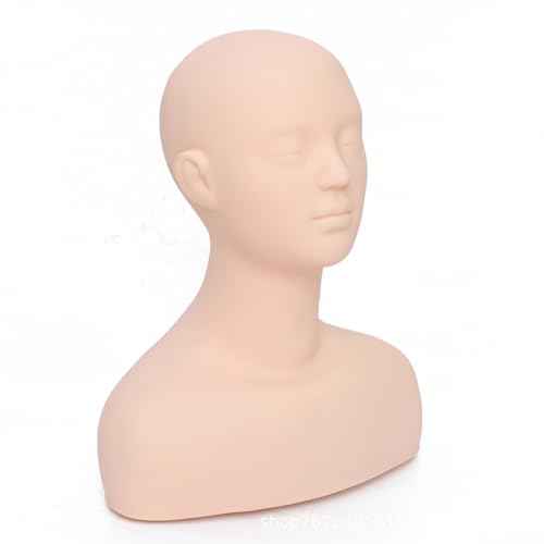Esthetics Mannequin Head with Shoulders, Large Multi Function PVC Manikin Head Soft Cosmetology Simulation Training Mannequin Head Model for Facials Massage Makeup Practice Wigs Hat Display