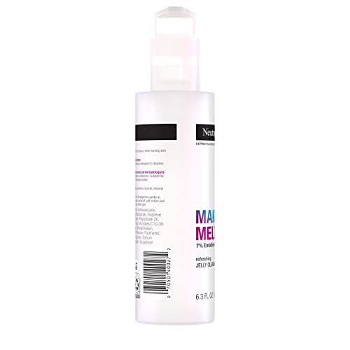 Neutrogena Makeup Melting Refreshing Jelly Cleanser, 7% Emollient-Vitamin Complex, Gentle Face & Eye Makeup Remover to Melt Stubborn Makeup, Cleanse & Condition Skin, Oil-Free, 6.3 fl. oz (Pack of 2)