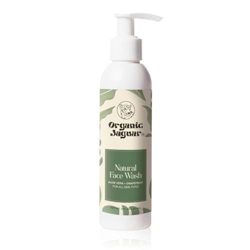 Organic Jaguar Aloe Vera and Grapefruit Face Wash for Skin Care, Makeup Remover, Hydrating Facial Cleanser with Hyaluronic Acid, Pore Cleaner, Cleansing Skincare for Oily to All Skin Types, 6 fl oz