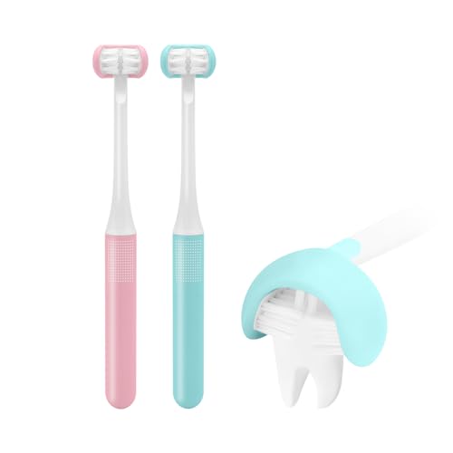 LEYUYO 3 Sided Toothbrush Kids, Soft Bristles Toddler Toothbrush, Boys Girls Toothbrush, Autism Training Toothbrush, 360° Oral Teeth Cleaning