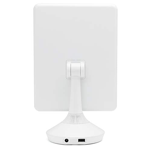 iHome 7" x 9" Reflect iCVBT22W Adjustable Vanity Mirror with Bonus 10X Mirror, Bluetooth Audio, Hands-Free Speakerphone, LED Lighting, Siri & Google Support USB Charging, (White, 7" x 9")