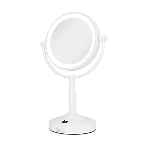 Zadro 9" Round LED Makeup Mirror with Lights and Magnification 5&10X/1X AA Battery Operated Swivel Lighted Makeup Mirror