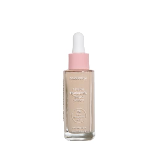 MCoBeauty Miracle Hyaluronic Tinted Serum, 0.5-2 Very Light, Hydration & Glow for Radiant Skin, Vegan, Cruelty Free Cosmetics