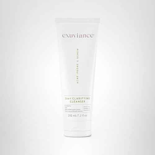 EXUVIANCE 3-in-1 Clarifying Anti-Aging Cleanser for Acne-Prone Skin with Salicylic Acid, Soap-Free Makeup Remover and Oil Control Face Wash, Exfoliates, Soothes & Improves Skin Texture, 7.2 fl. oz