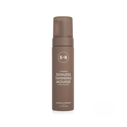 SUGARED + BRONZED Sunless Tanning Mousse ? FlexExpress¢ç Formula, Self-Tanner for Body, Lightweight & Non-Greasy, Natural Glow, Paraben Free, Long-Lasting Tan, Quick-Dry, Suits All Skin Types (6 Fl Oz)