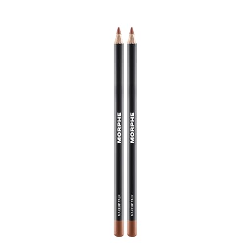 Morphe Color Pencil Bundle - Cream Lip Liner Pencil with a Zero-Tugging Formula - Effortlessly Lines, Defines & Shapes Lips - Makeup Talk (2 Count)