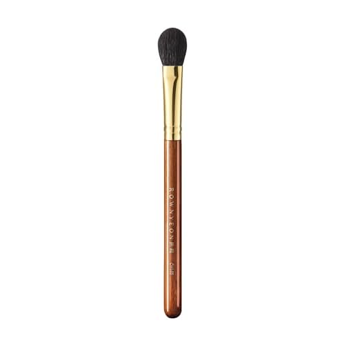 Desert Oak Series Highlighter & Setting Brush - Grade-A Fine LambsGoat Hair for Airbrushed Finish, Multi-Use for Cheeks/Nose/Under-Eyes, Ebana Handle & Brass Ferrule (CM 165)