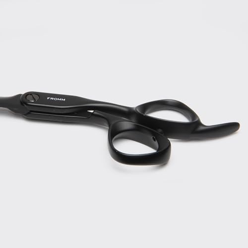 Fromm Dare 5.75" Precision Slide and Point Hair Cutting Shears with Semi-Convex Blade for Expert Salon Stylists, Matte Black Japanese Steel Scissors