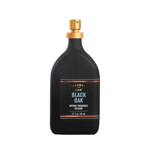 Barrel and Oak - Natural Fragrance Cologne, Cologne for Men, Eau de Cologne, Essential Oil-Based Scent, Warm Oak & Spicy Bergamot, Subtle Earthy Fragrance, Paraben & SLS Free, Vegan (Black Oak, 2.7oz)