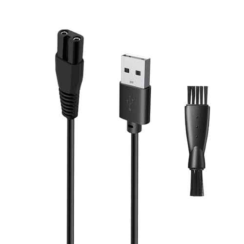 5V USB Charging Cable for Wyklaus Head Shavers 7D - Compatible and Reliable Power Solution, with 1 Cleaning Brush, 3.3ft Power Cord