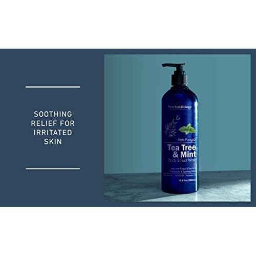 New York Biology Tea Tree Mint Body Wash for Men and Women - Moisturizing Body Wash Helps Soothe the Skin - Refreshing and Hydrating Cleanser for Body and Feet - 16.9 Fl Oz (Pack of 2)