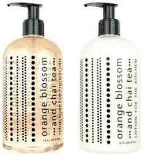 Greenwich Bay Kitchen Collection ORANGE BLOSSOM CHAI TEA Scented Liquid Hand Soap & Lotion Combo with Shea Butter - 16 fl oz Pump Bottles