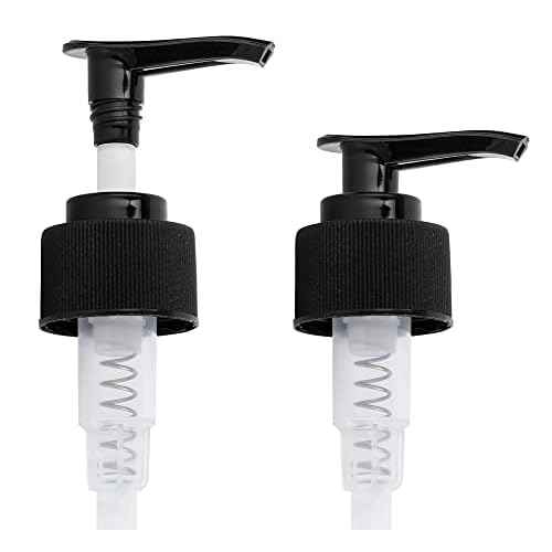 28/410 Black Ribbed Lotion Soap Pump Two Toned Top Closure, 9.625 inch dip Tube Length (96 Pack)