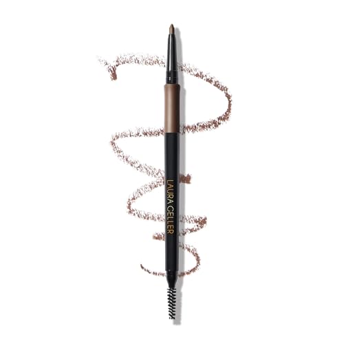 LAURA GELLER NEW YORK INKcredible Waterproof Brow Pencil- Blending Spoolie Brush - Long Lasting Eyebrow Filler (03 Medium Brown)