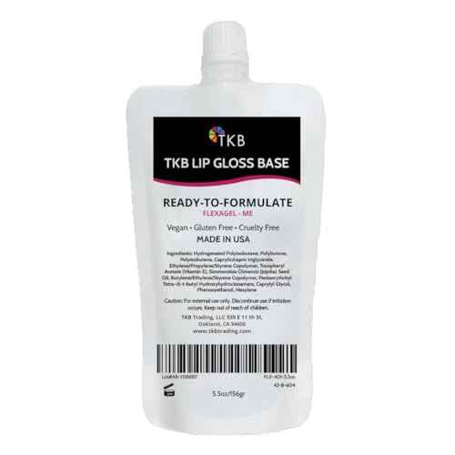 TKB Lip Gloss Base (Flexagel ME)| Clear Lip Gloss Base for DIY Lip Gloss| Ready-To-Formulate| Moisturizing, High Shine, Crystal Clear, Vegan, Gluten and Cruelty free| Made in USA. (5.5oz (156g))
