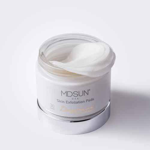 MDSUN Skin Exfoliation Pads, Exfoliating Treatment, Remove Pore-Clogging Debris, Minimize Breakouts, Improve Skin Tone, Refine Skin Texture (Glycolic Acid 20%, Gluconolactone 15%, etc) 30pcs