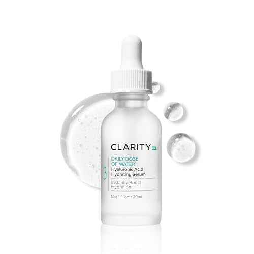 ClarityRx Daily Dose of Water Hyaluronic Acid Serum for Face, Daily Anti Aging Hydrating Serum Treatment for Dry, Dull Skin, Natural & Plant Based