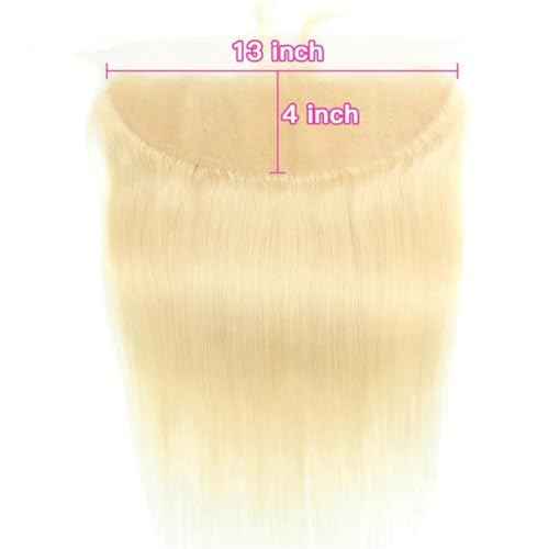 Brazilian 613 13x4 Lace Frontal Straight Honey Blonde 100% Unprocessed Human Virgin Hair Russian Blonde Ear To Ear Front Pre-Plucked Hairline Closure With Baby Hair (613 straight frontal, 20inch)