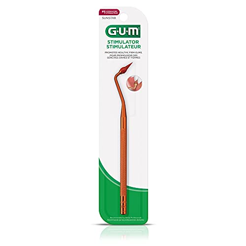 GUM Stimulator Permanent Handle - 1 Rubber Tip Included - Long Handled Massager Remove Plaque & Promote Health, 1ct (6pk)