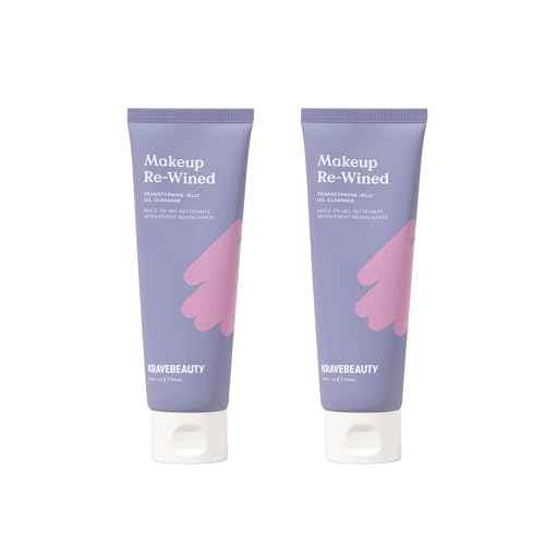 KraveBeauty Makeup Re-Wined Jelly Oil Cleanser Duo ? K-Beauty Transforming Daily Cleanser, Removes Makeup & Impurities, Vegan & Cruelty-Free, 3.38 fl oz x2