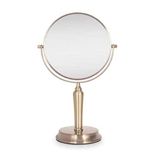 Zadro Anaheim 8.75¡± Round Non-Lighted Makeup Mirror 5X 1X Magnifying Makeup Mirrors Rotating Head Makeup Mirror for Desk