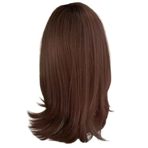 GABOR Magnetic Apppel Long Layered Wig With Whispy Bangs by Hairuwear, Average Cap - Medium Brown