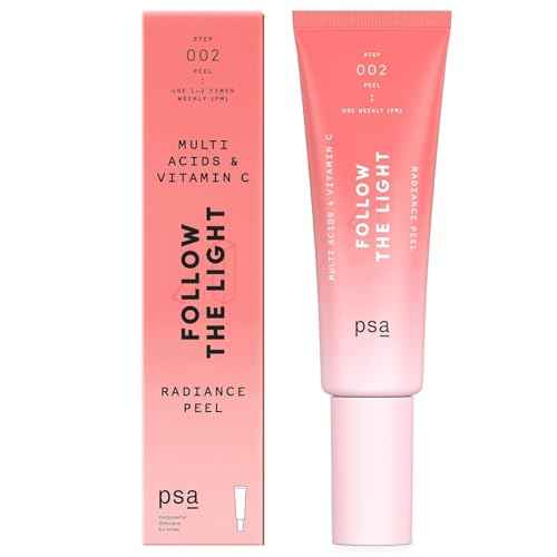 PSA - FOLLOW THE LIGHT Multi Acids & Vitamin C Peel | Glycolic + Lactic Acid, Vitamin C, Pomegranate Enzymes | Suitable for All Skin Types (50 mL | 1.7 oz)