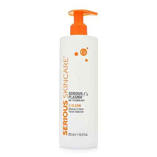 Serious Skincare Hydrating C Clean Facial Cleanser, Gentle Face Wash with Vitamin C and E, Hydrolyzed Collagen, Botanical Extracts, 12 oz.(1) and 4 oz.(1)