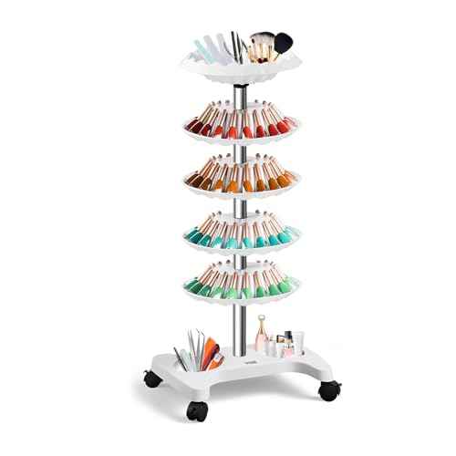 Auto Care Nail Polish Organizer,Removable Universal Wheeled Disc Fluted Nail Polish Holder£¬Large-capacity Six-layer Nail Polish Storage Rack for Nail Salons.
