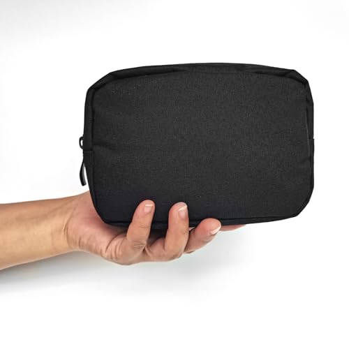 Small Makeup Bag For Purse, 2 Pack Travel Zippered Pouch, Portable Versatile Mini Organizer Toiletry Cosmetic Bag Nylon Electronics Accessories Storage Pouch For Women Men (Black)