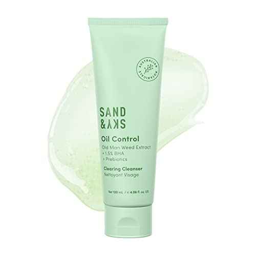 Sand & Sky Oil Control Gentle Face Cleanser with AHA & BHA - pH-Balanced Blemish Cleanser, Reduces Redness, For Oily Skin & Breakouts, 4.2 fl oz