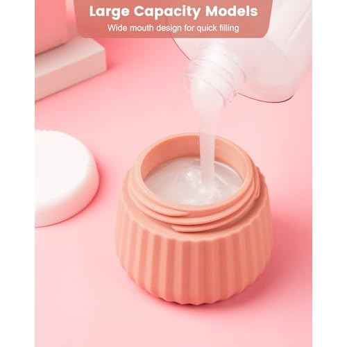 Travel Containers for Toiletries 4 Pack, TSA Approved Travel Size Toiletries, Travel Size Containers, With Clear Bag Leak Proof Silicone Jars, Travel Essentials Creams Jars Carrying Small Items