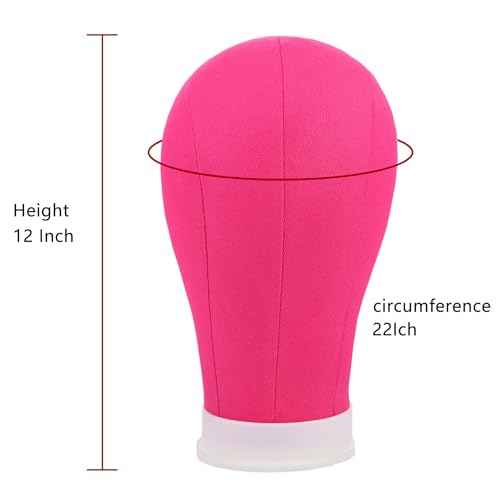 XTREND 22Inch Canvas Block Head for Making Head Weft/Wig/Hair Extension Making Display Styling Mannequin Head with Stand Set Manikin Canvas Head Hair Accessories