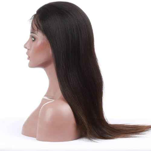 Full Lace Human Hair Wigs Straight HD Transparent Lace Pre Plucked Handmade Whole Lace Wig 12A Brazilian Virgin Remy Hair 180% Density Full Lace Wig Natural Black 8 Inch
