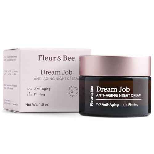 FLEUR & BEE Anti Aging Night Cream | Clean, 100% Vegan | Overnight Repair Face Cream to Improve Fine Lines and Wrinkles | Dream Job 1.5 oz