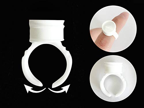 Pigment Rings - 100PCS Tattoo Rings Cups Disposable Makeup Rings Tattoo Glue Holder,Tattoo Ink Ring Adhesive Makeup Glue Rings Palette Plastic Nail Art Eyelash Extension Rings (Medium 100pcs)