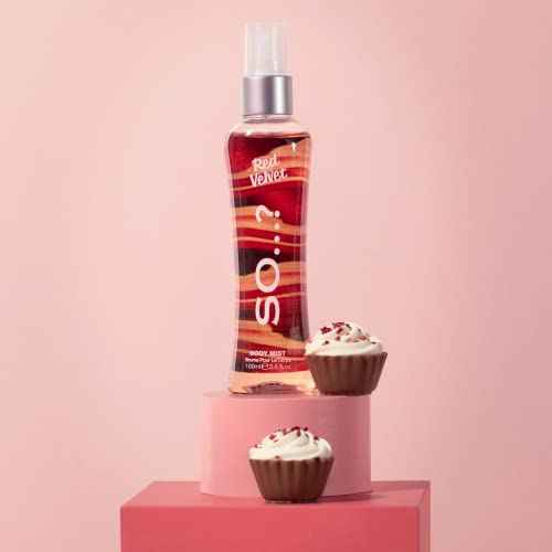 So¡¦? Red Velvet Body Mist - Fruity, Floral, Vanilla Perfume for Women - 6 Hour Wear Body Spray for Women - Cruelty Free - 3.5 oz