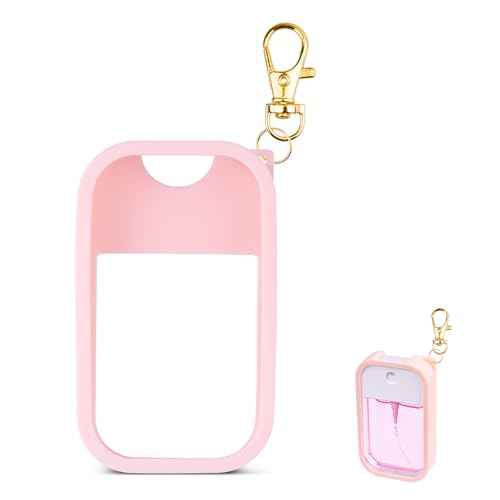 TERPINK Silicone Case Compatible with Touchland Hand Sanitizer Spray, Protective Case with Keychain for Power Mist and Glow Mist 1 fl oz, Hand Sanitizer Spray Accessory (Pink, 1 Pack)