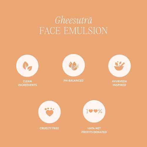 Shankara Gheesutra Face Emulsion with 100X Washed A2 Ghee, Hibiscus, and Vitamin C ? Daily Facial Moisturizer for Skin Firming, Toning, and Hydration ? Ayurvedic Skin Care for All Skin Types