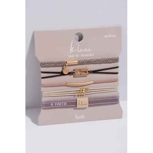 K'lani Faith Bracelets for Women ? Elastic Bracelets and Boho Hair Ties ? Cute Hair Ties for Women and Hair Tie Accessories ? Stylish Bracelets Boho Style for Hair and Wrist ? Set of 5 (Medium)