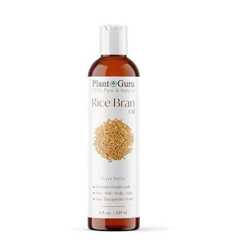 Plant Guru Rice Bran Oil 8 fl. oz. ? 100% Pure & Natural Carrier Oil for Skin, Face, Body, and Hair Moisturizing. Great for DIY Creams, Lotions, and Lip Balms.
