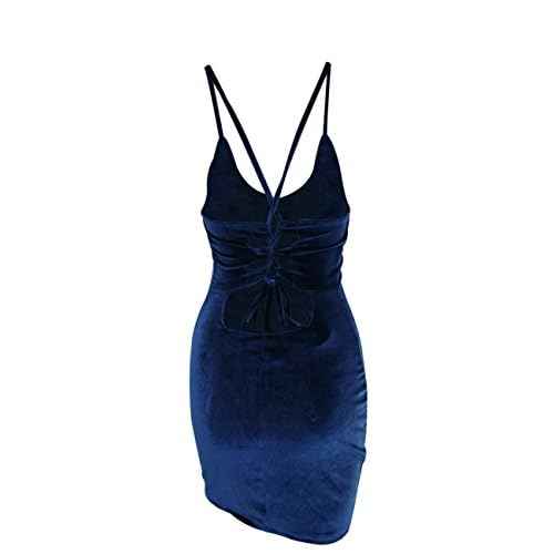 Zyyfly Doramode Women Sexy Club Dress Sleeveless Backless Velvet Mini Clothes Body Tight Dresses