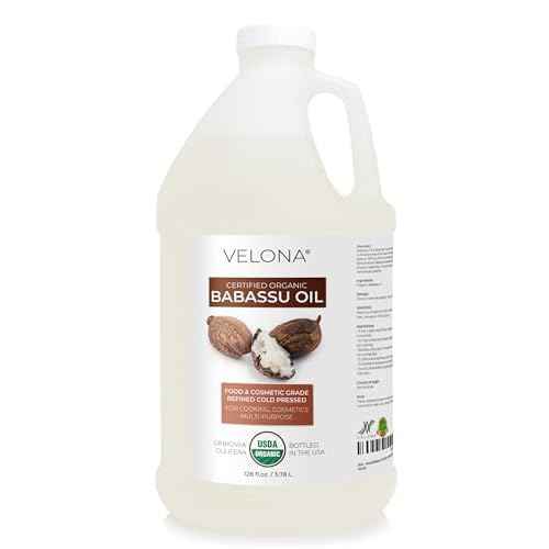 velona Babassu Oil USDA Certified Organic - 1 Gallon / 128 Fl Oz | 100% Pure and Natural Carrier Oil | Refined, Cold Pressed | Face, Hair, Body & Skin Care and Cooking | Use Today - Enjoy Results